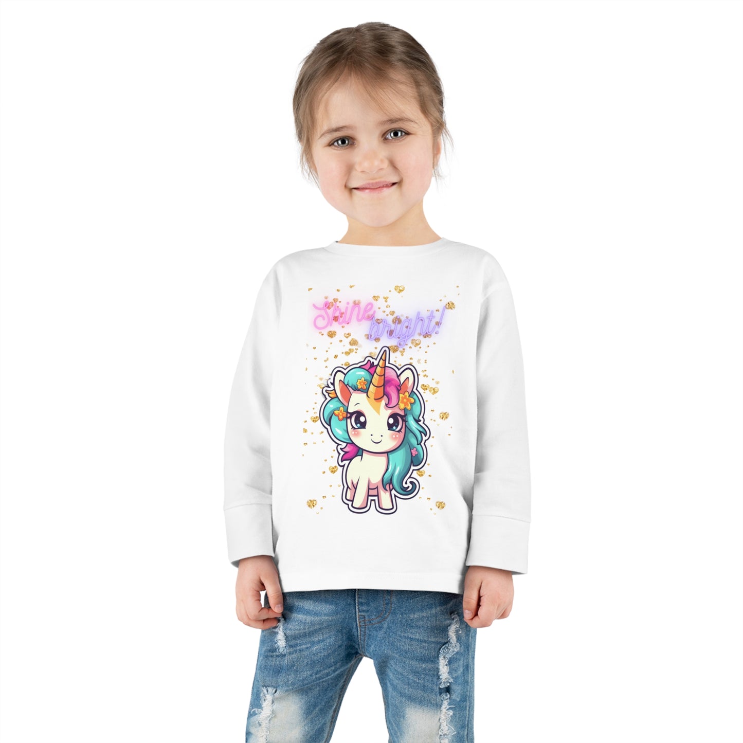 SHINE BRIGHT UNICORN LOVE Toddler Long Sleeve Tee