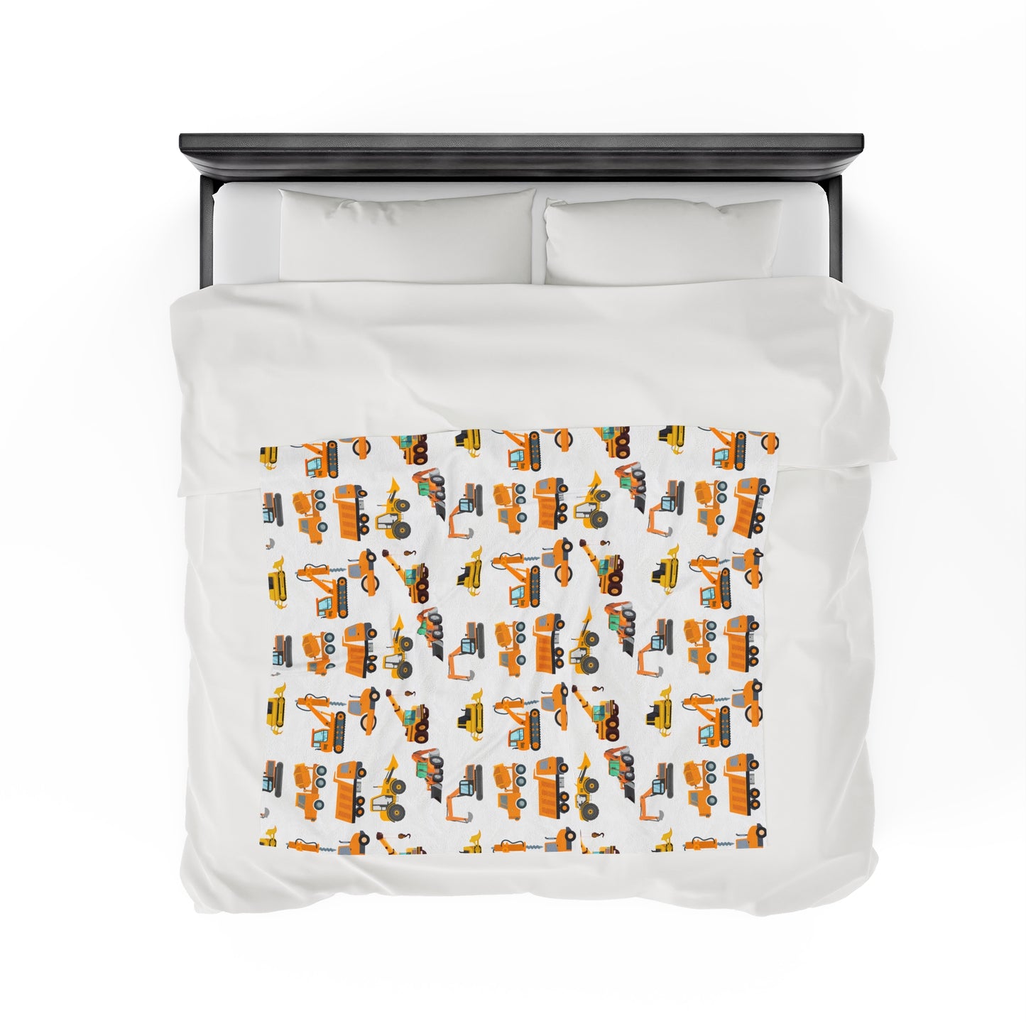 CONSTRUCTION TRUCKS Velveteen Plush Blanket