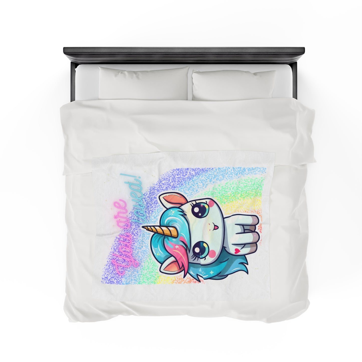 YOU ARE LOVED UNICORN LOVE Velveteen Plush Blanket