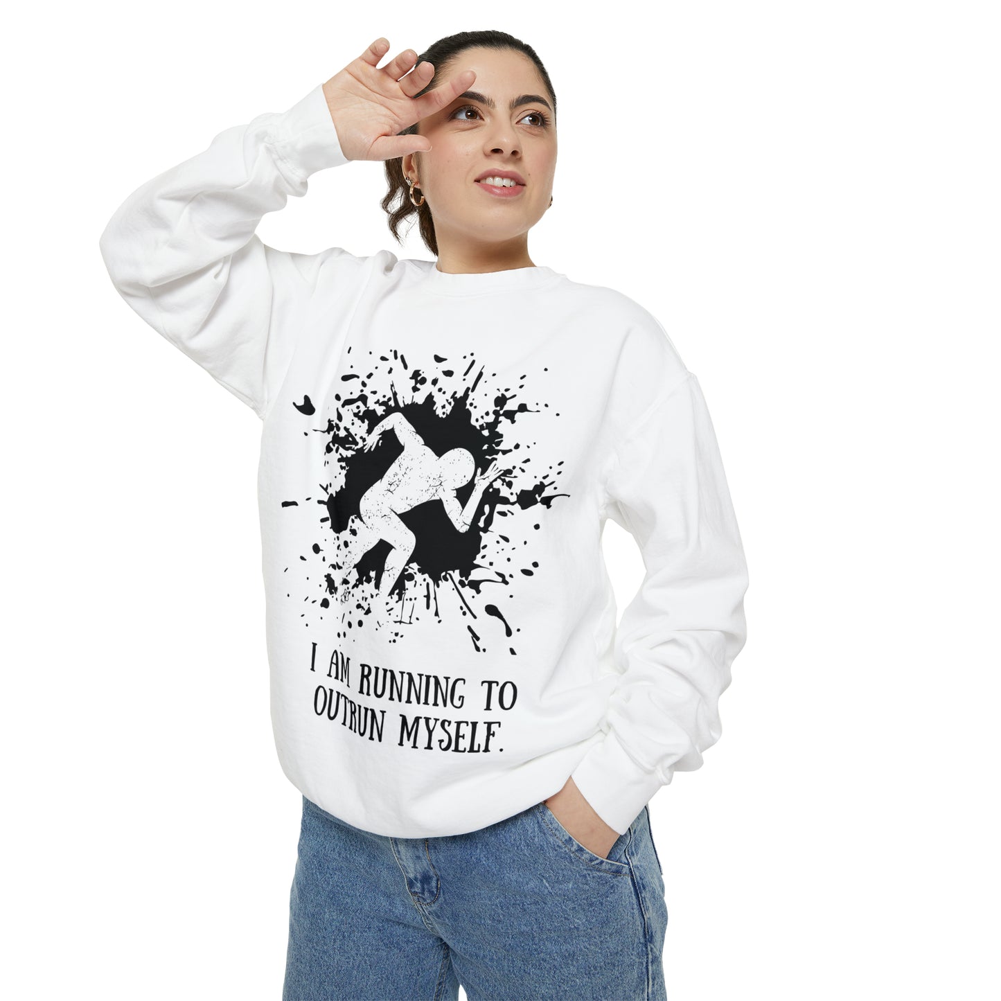 RELAPSE RUNNING TO OUTRUN MYSELF Unisex Garment-Dyed Sweatshirt