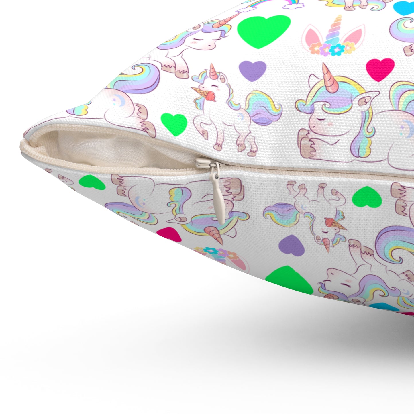 UNICORN LOVE Version 2 Spun Polyester Square Pillow For Girl's Room