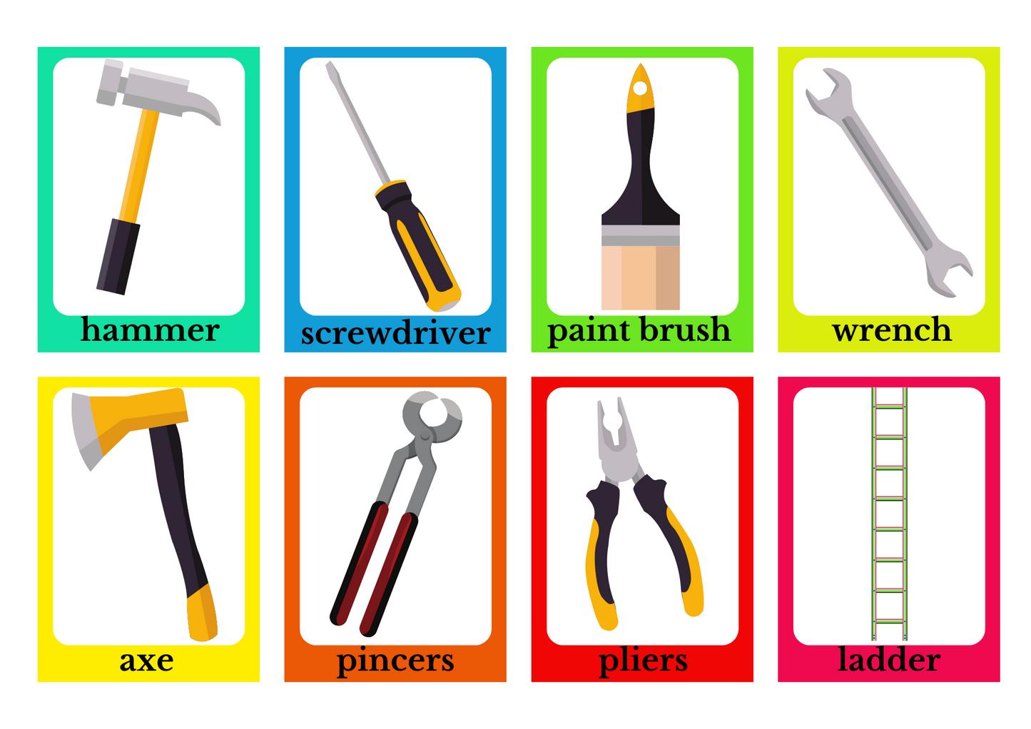 TOOLS FLASHCARD: Memory And Matching Game: 64 CARDS (32 PAIRS)