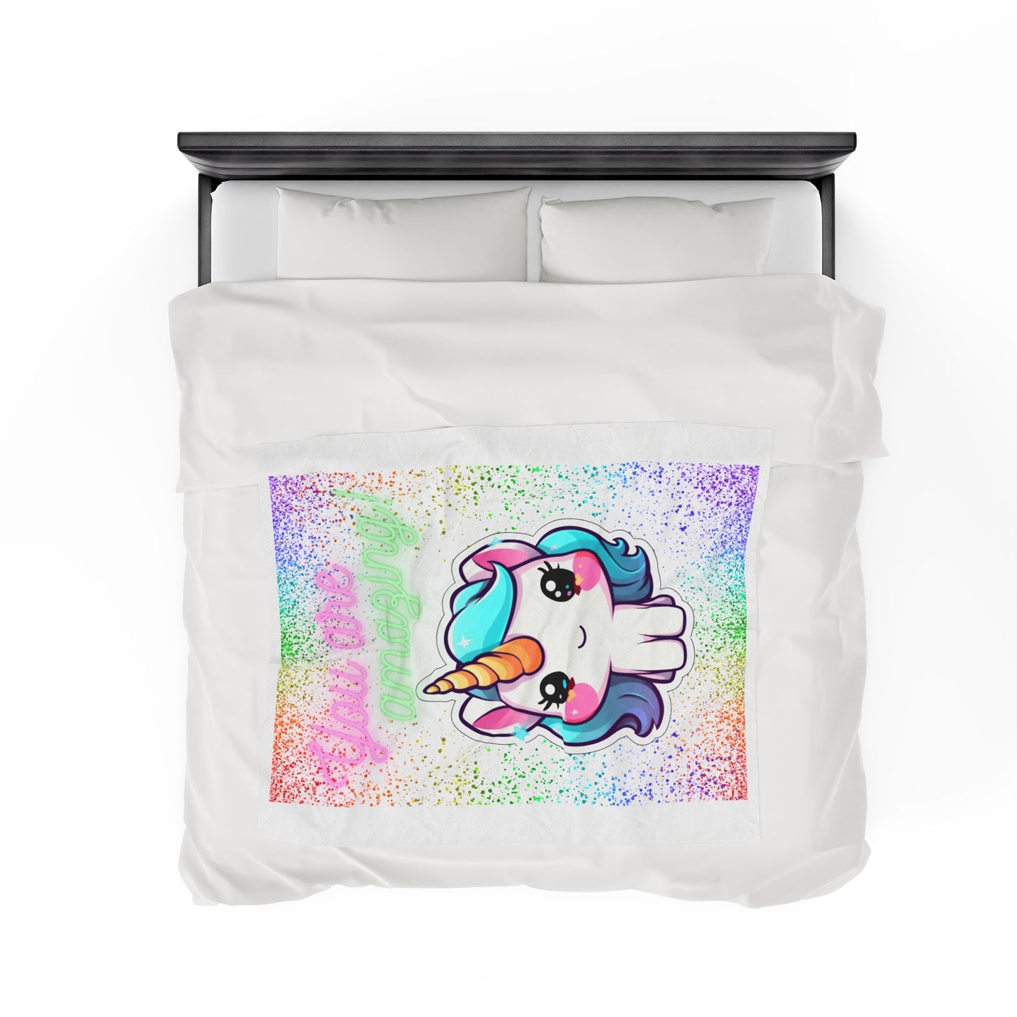 YOU ARE AMAZING UNICORN LOVE Velveteen Plush Blanket