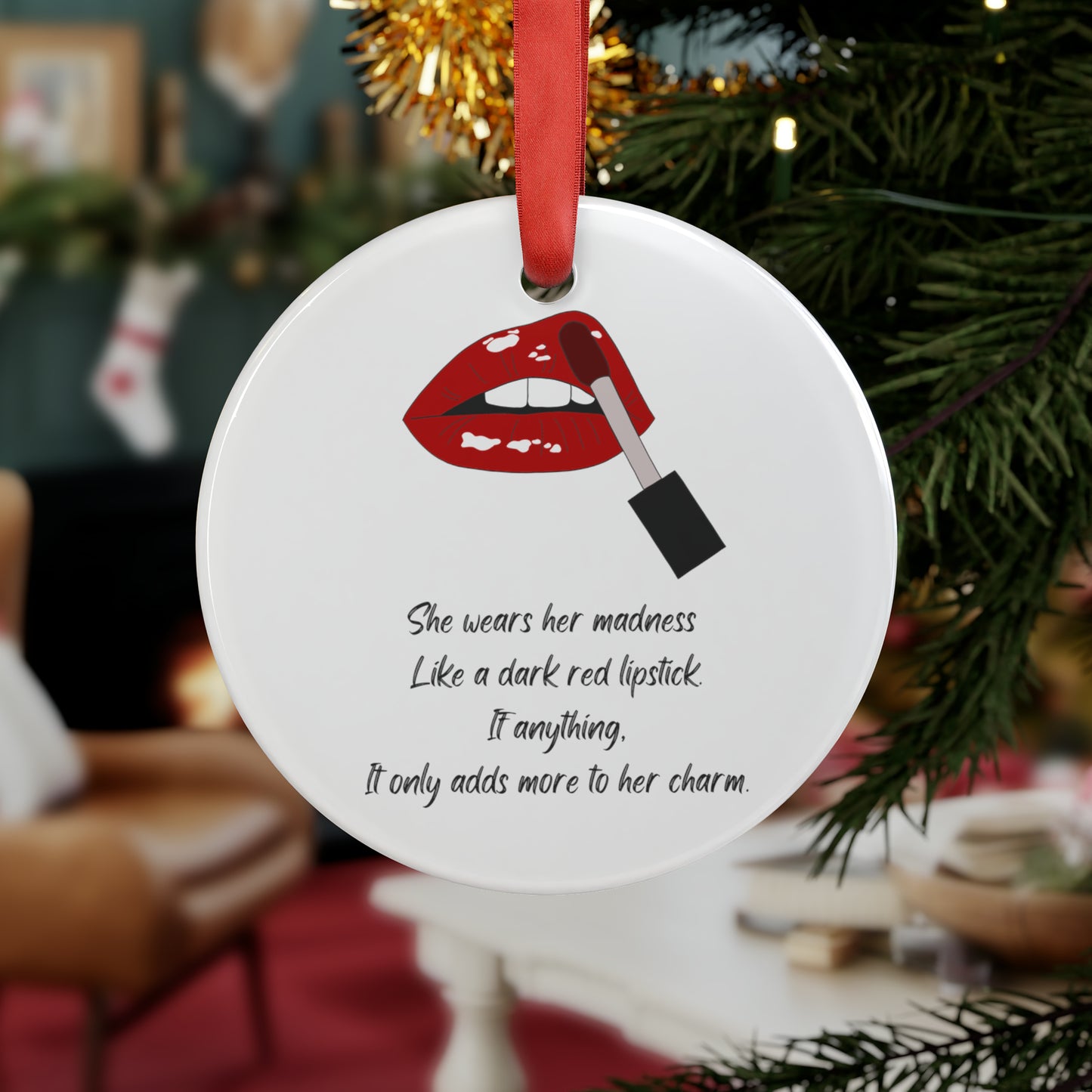 MADNESS LIPSTICK Acrylic Ornament with Ribbon