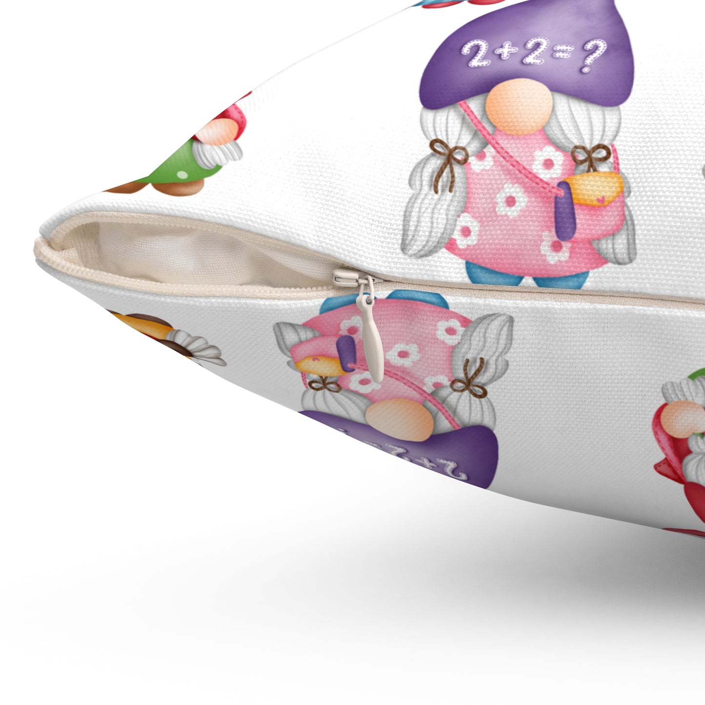 GNOMES GO BACK TO SCHOOL Spun Polyester Square Pillow For Girl's Room