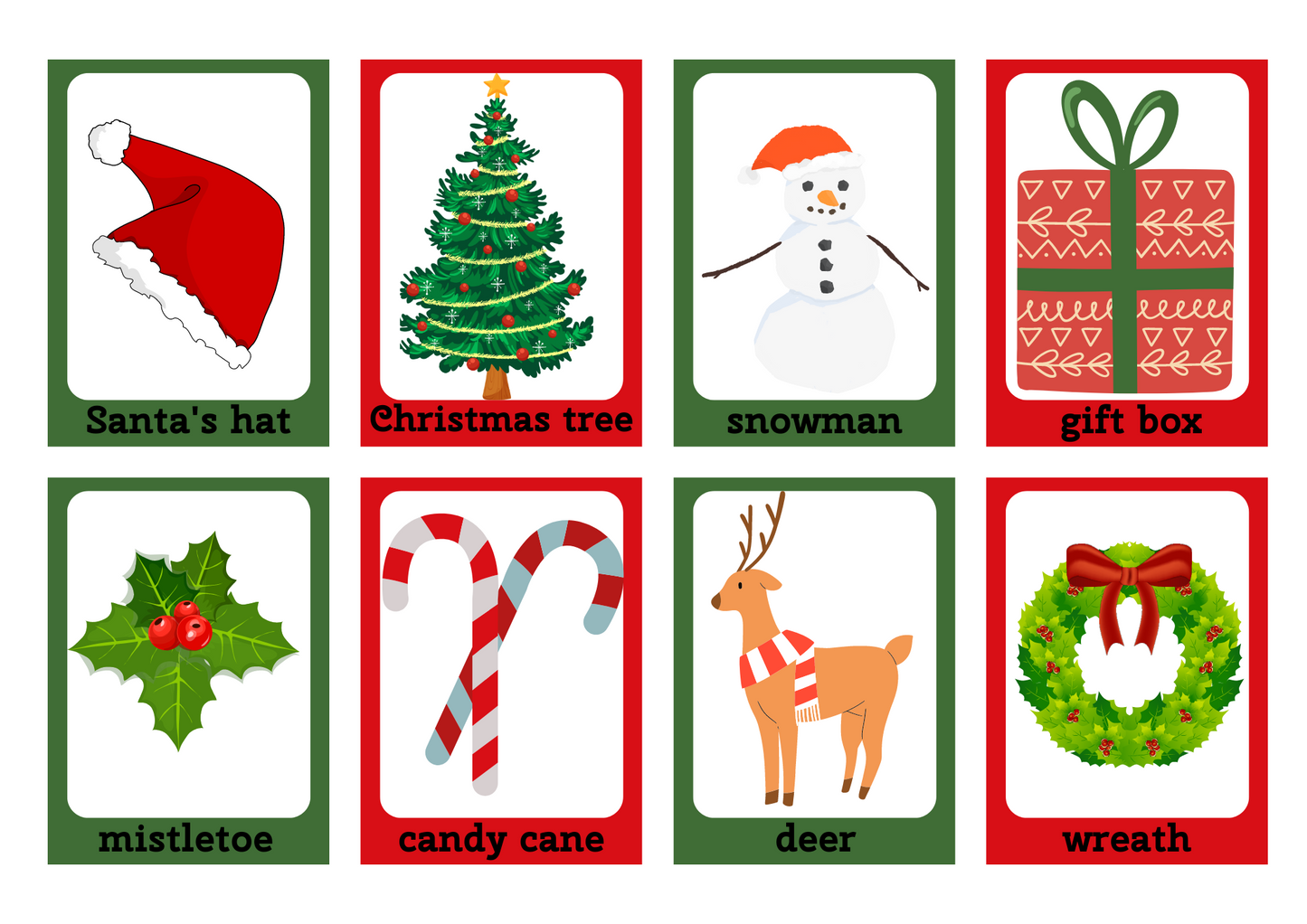 XMAS FLASHCARD: Memory And Matching Game:  80 CARDS (40 PAIRS)