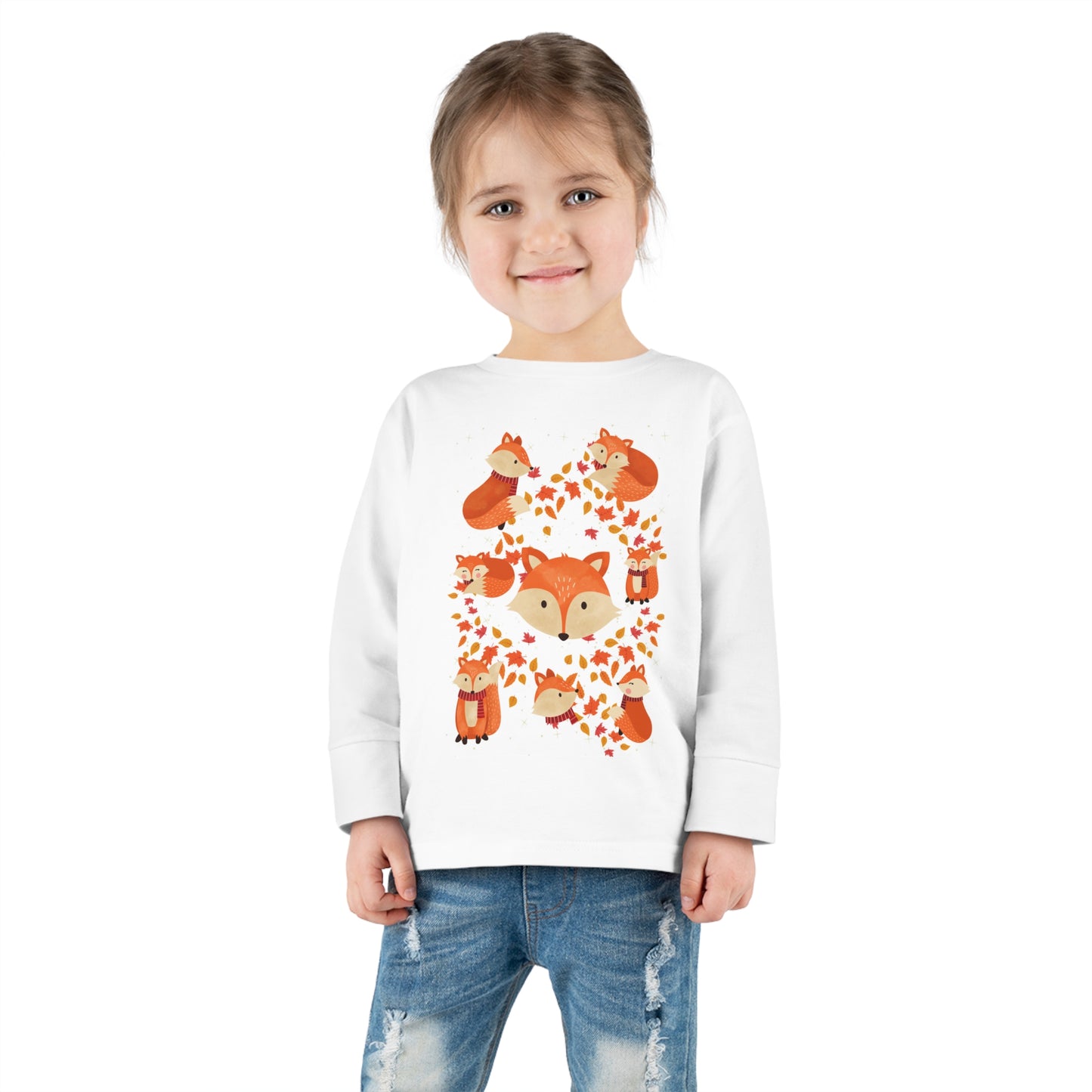 FOX AND LEAVES OF FALL Toddler Long Sleeve Tee