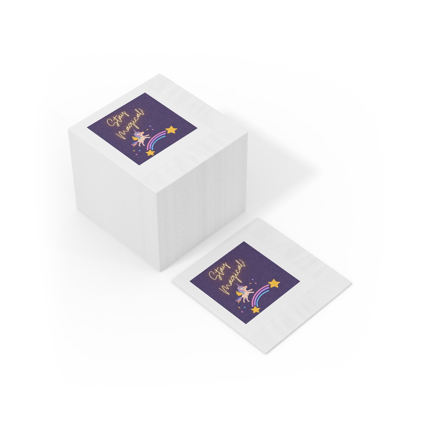 STAY MAGICAL UNICORN LOVE White Coined Napkins