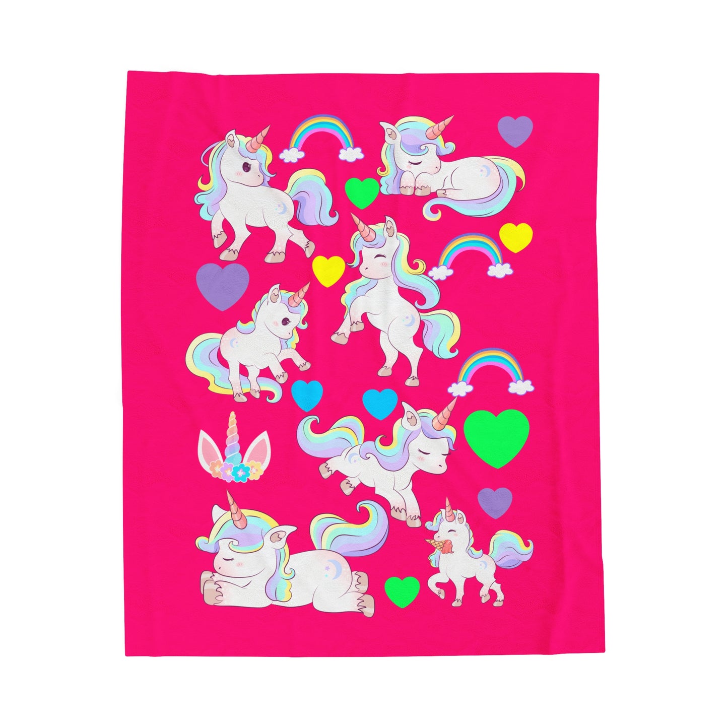 PINK UNICORN LOVE Velveteen Plush Blanket
