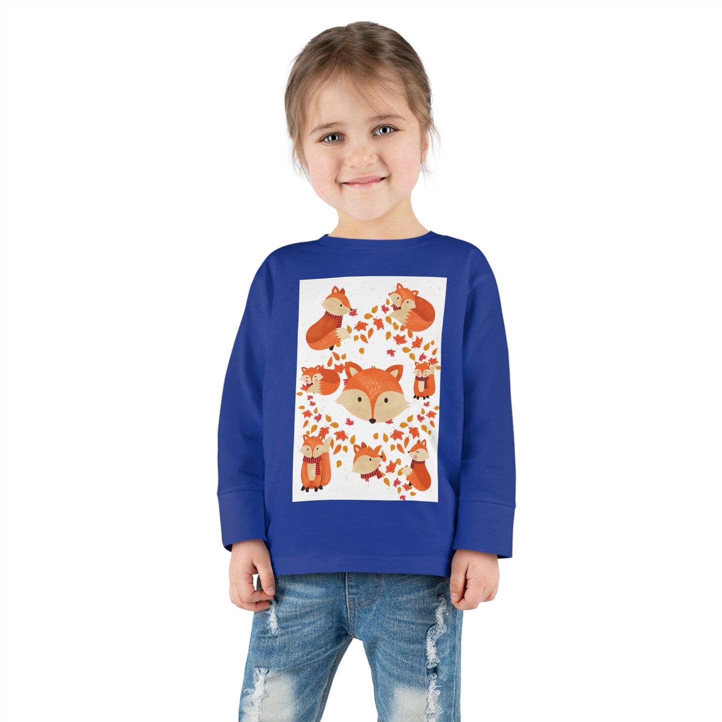 FOX AND LEAVES OF FALL Toddler Long Sleeve Tee