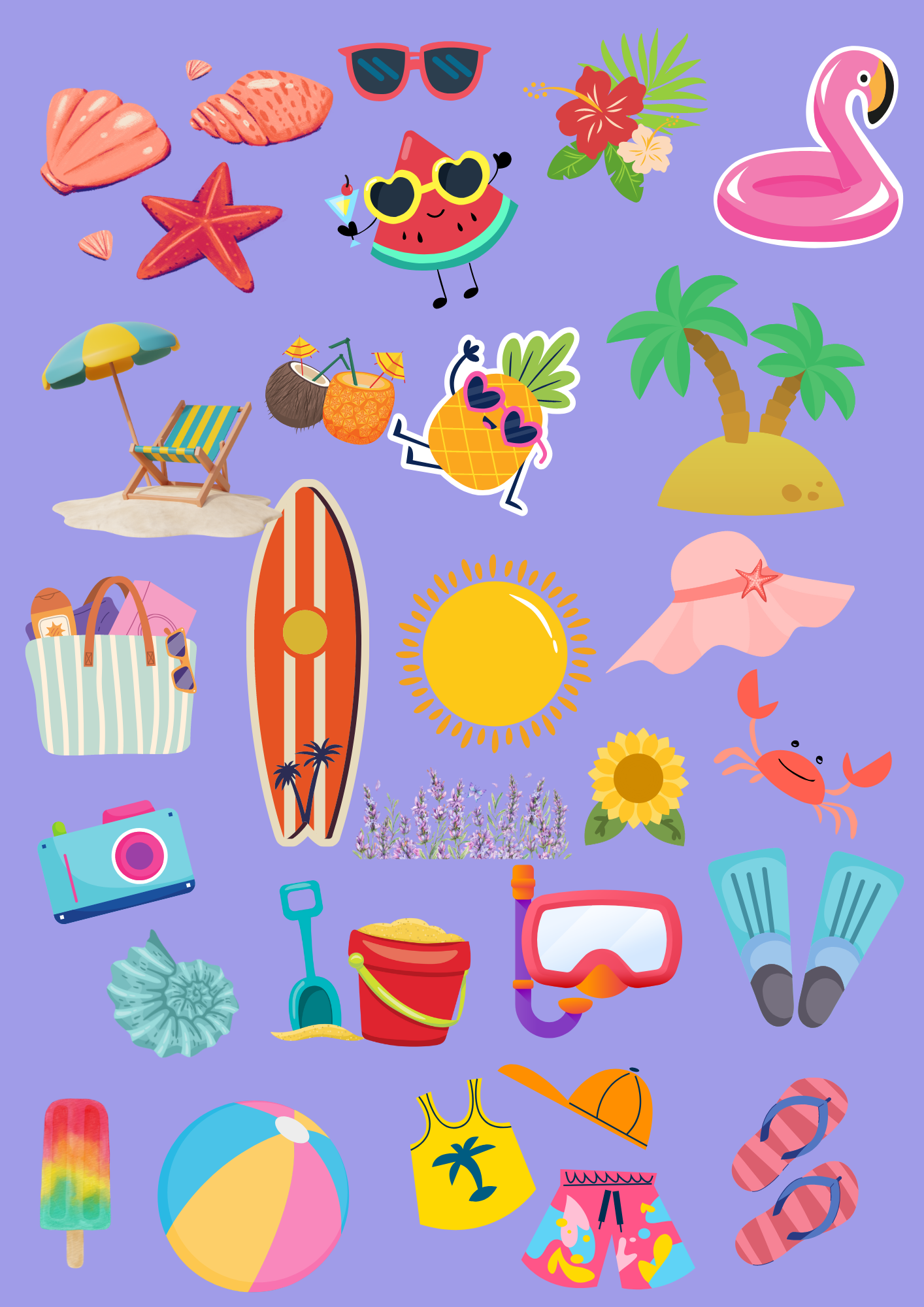 Seamless Summer Fabric For Kids Room, Curtains, Pillows, Clothes, Sheets, Crafting, Sewing, Pants, PJS (20 colors are included)