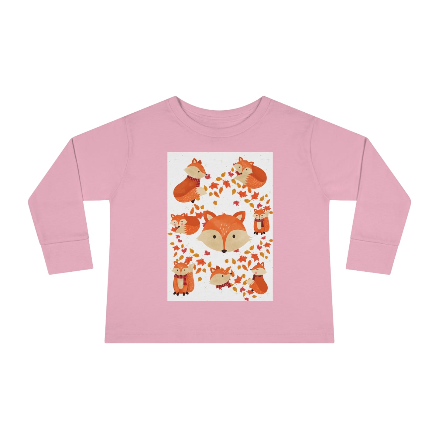 FOX AND LEAVES OF FALL Toddler Long Sleeve Tee