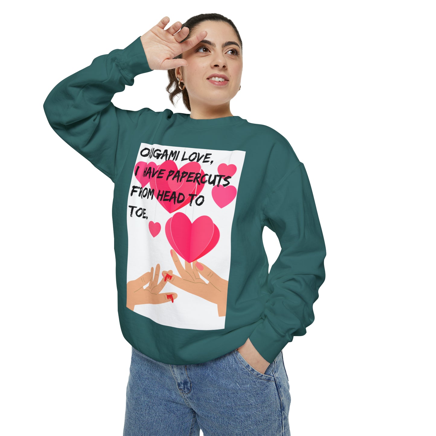 ORIGAME LOVE  Unisex Garment-Dyed Sweatshirt