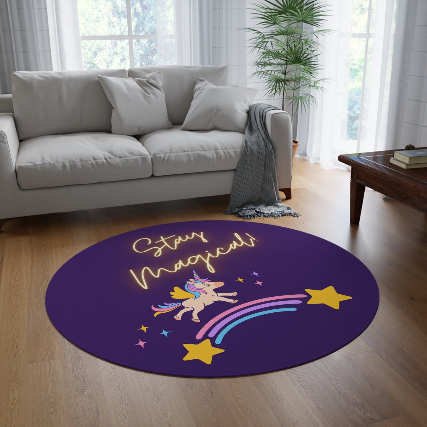 STAY MAGICAL UNICORN LOVE  Round Rug