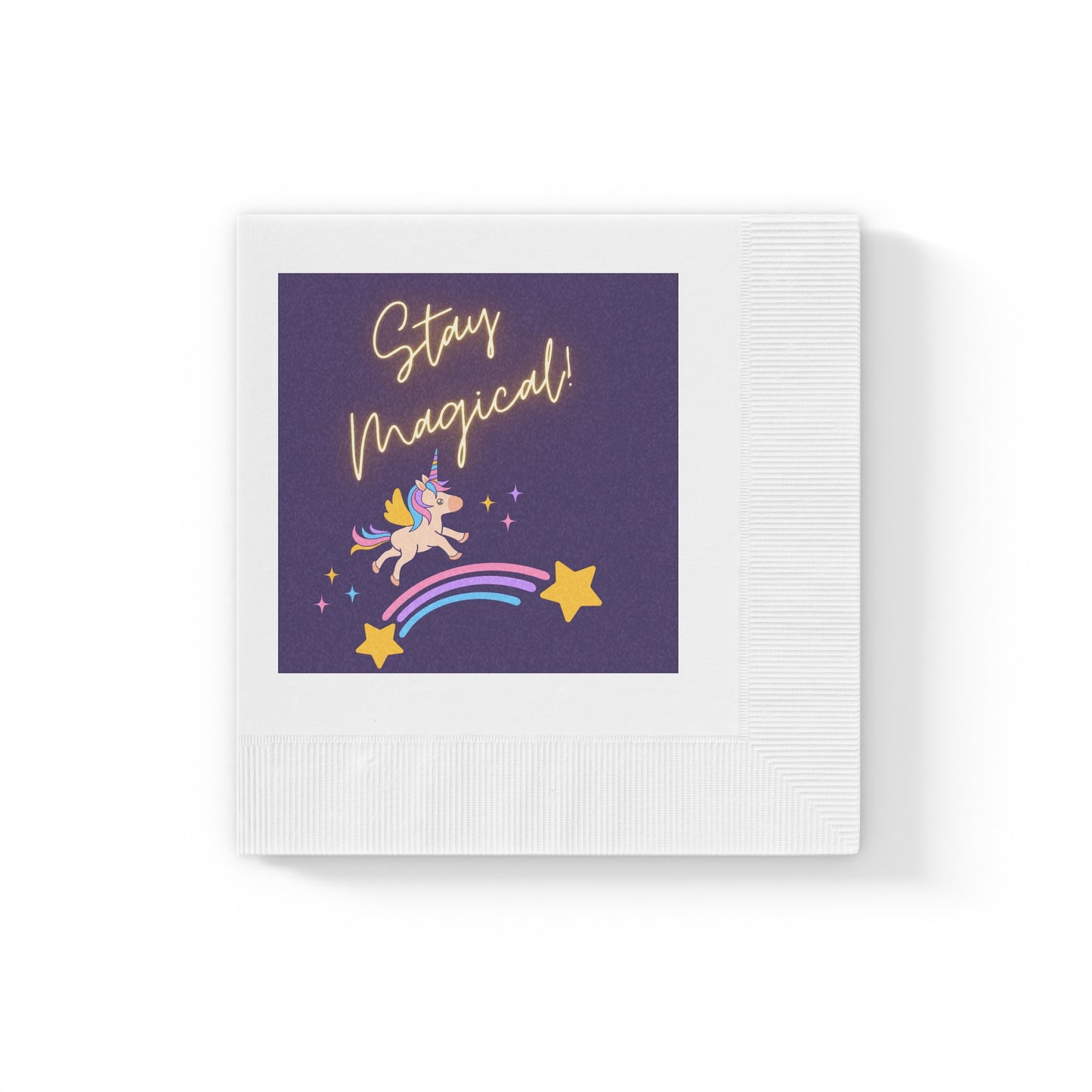 STAY MAGICAL UNICORN LOVE White Coined Napkins