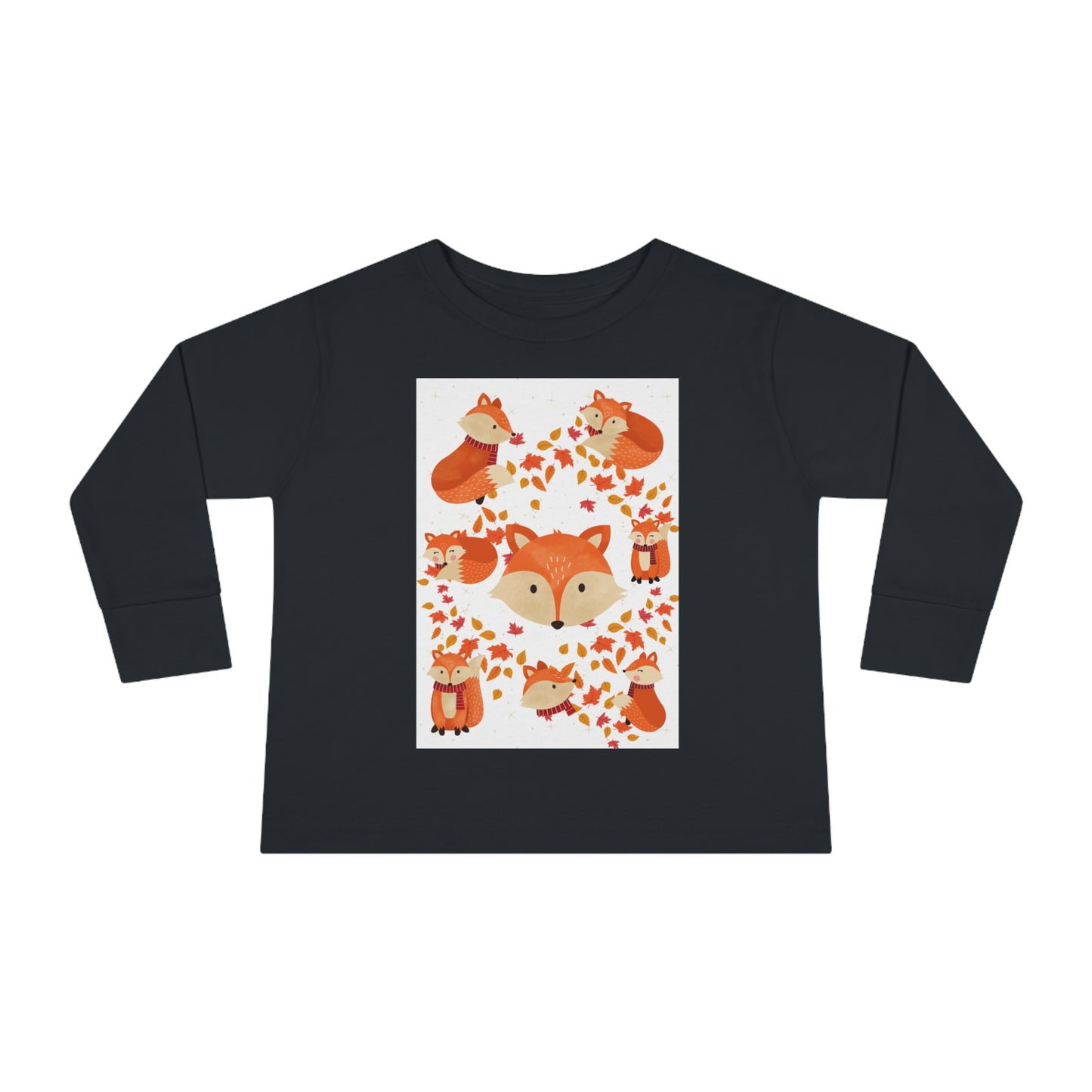 FOX AND LEAVES OF FALL Toddler Long Sleeve Tee
