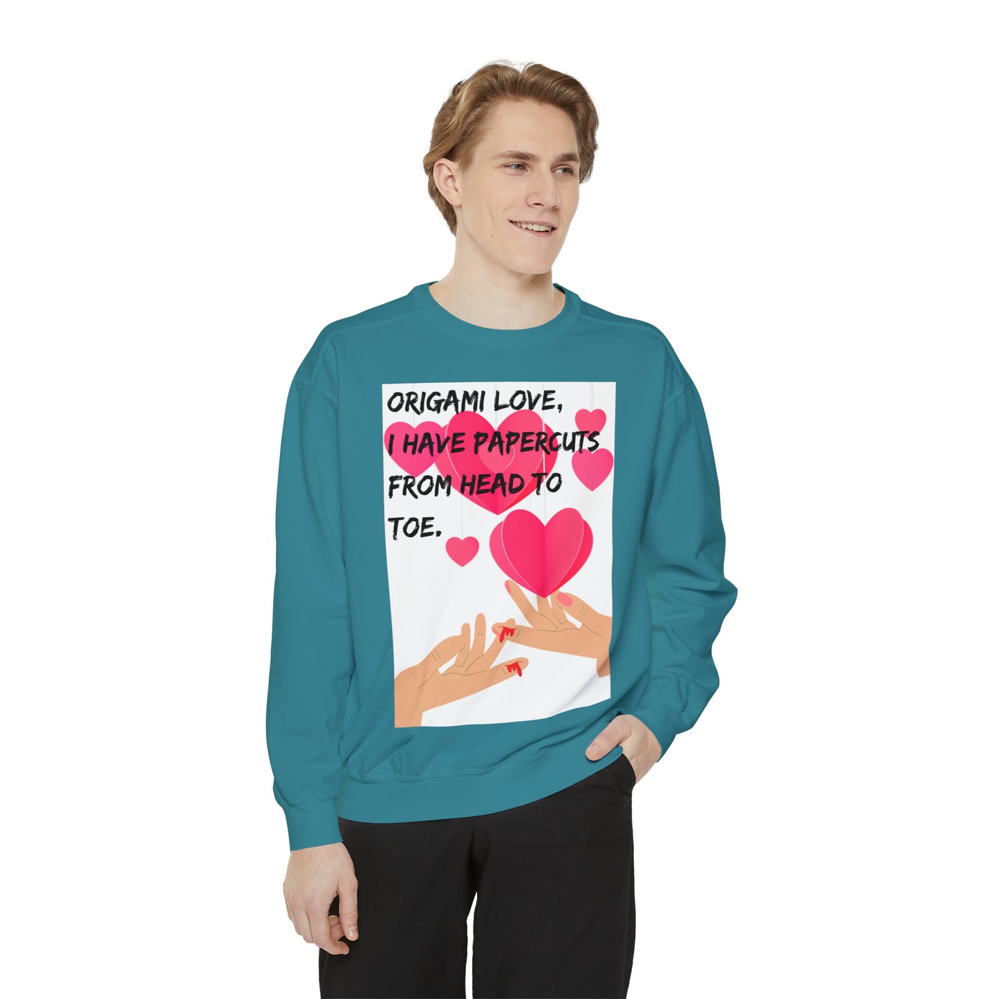 ORIGAME LOVE  Unisex Garment-Dyed Sweatshirt