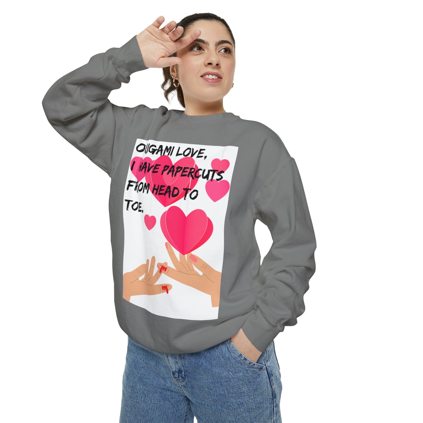 ORIGAME LOVE  Unisex Garment-Dyed Sweatshirt