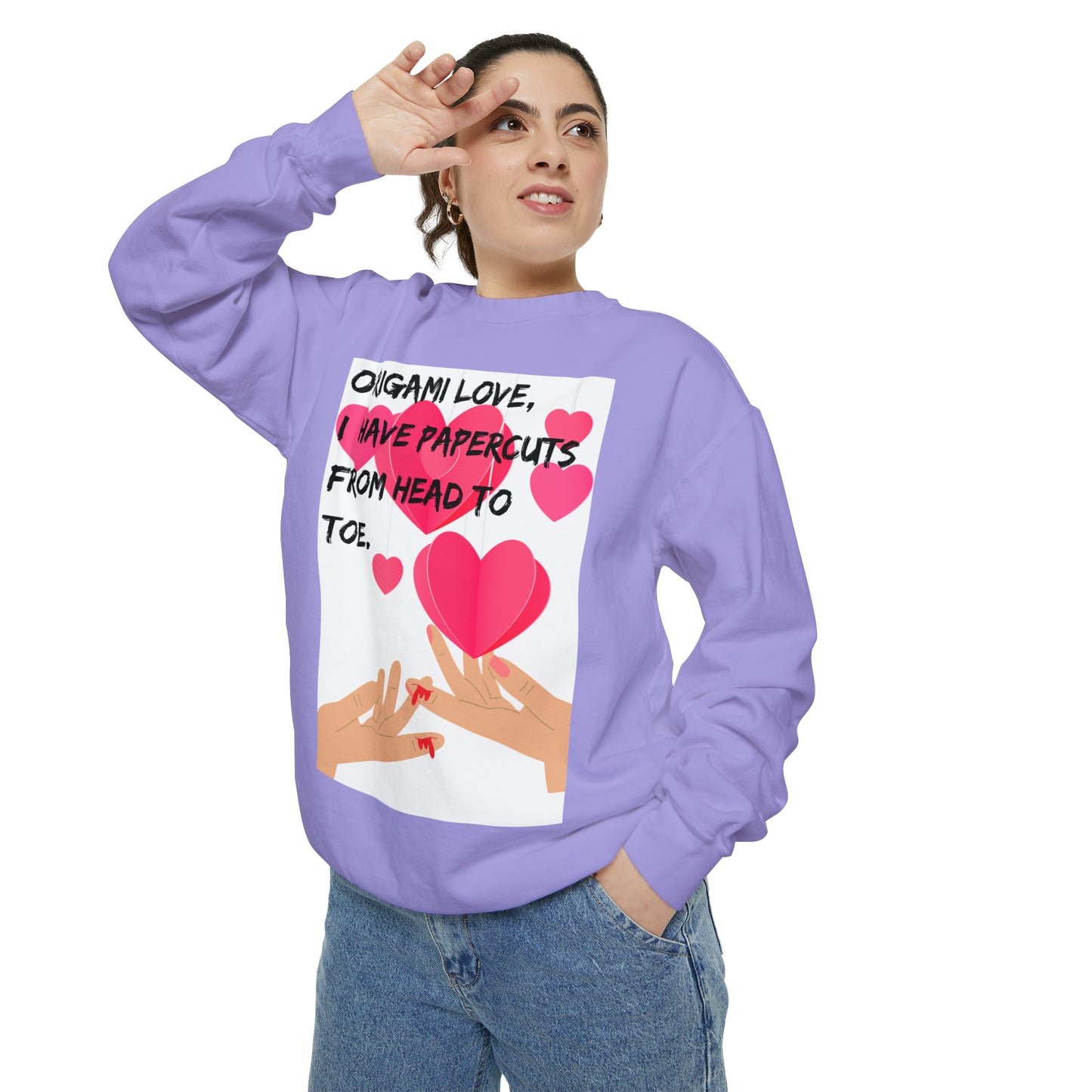 ORIGAME LOVE  Unisex Garment-Dyed Sweatshirt