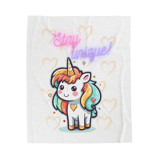 UNICORN LOVE Velveteen Plush Blanket