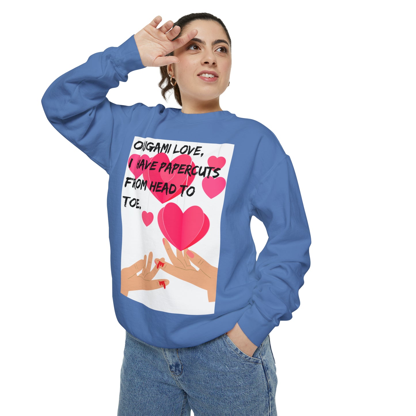 ORIGAME LOVE  Unisex Garment-Dyed Sweatshirt