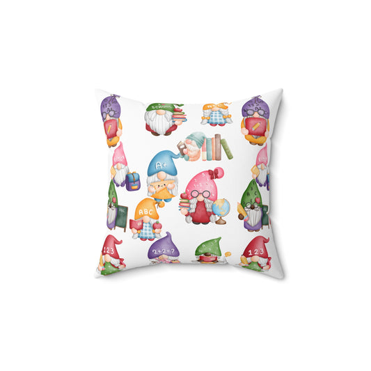 GNOMES GO BACK TO SCHOOL  Spun Polyester Square Pillow For Girl's Room