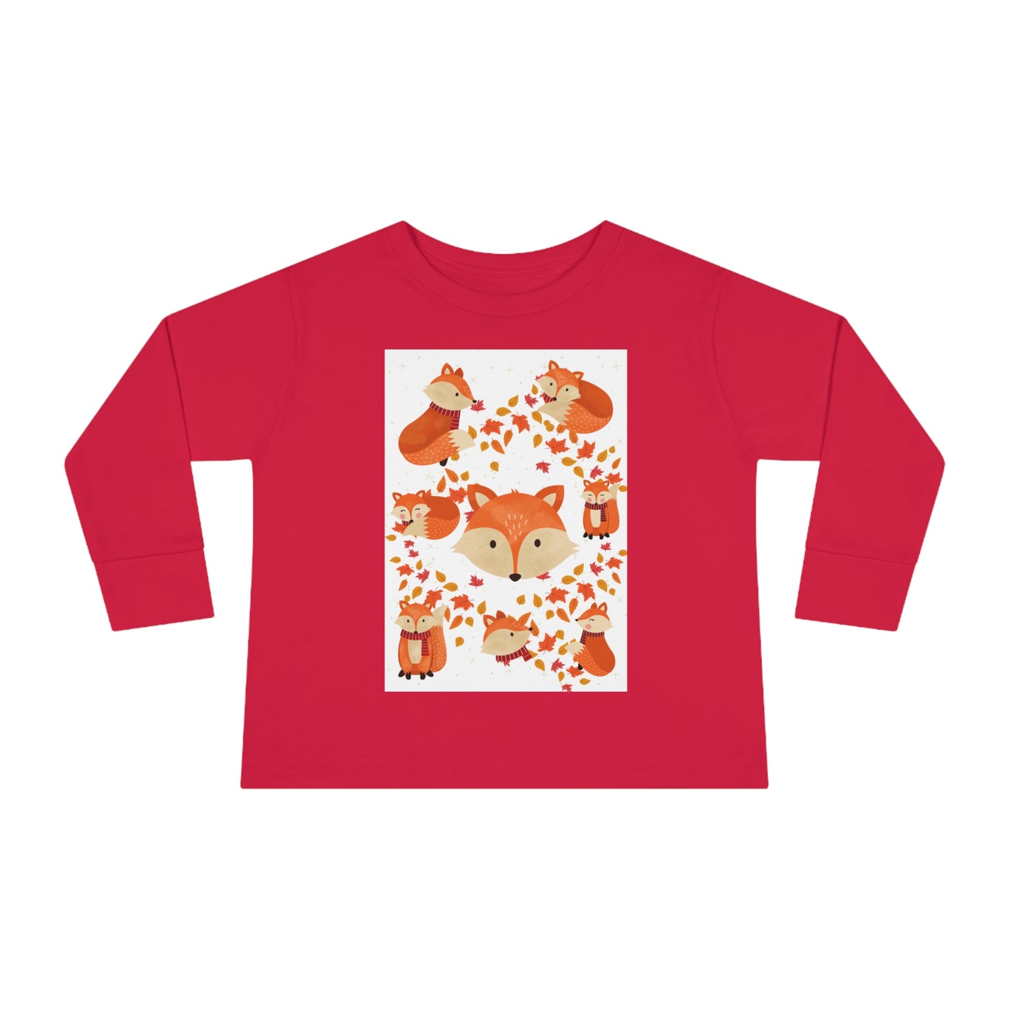 FOX AND LEAVES OF FALL Toddler Long Sleeve Tee