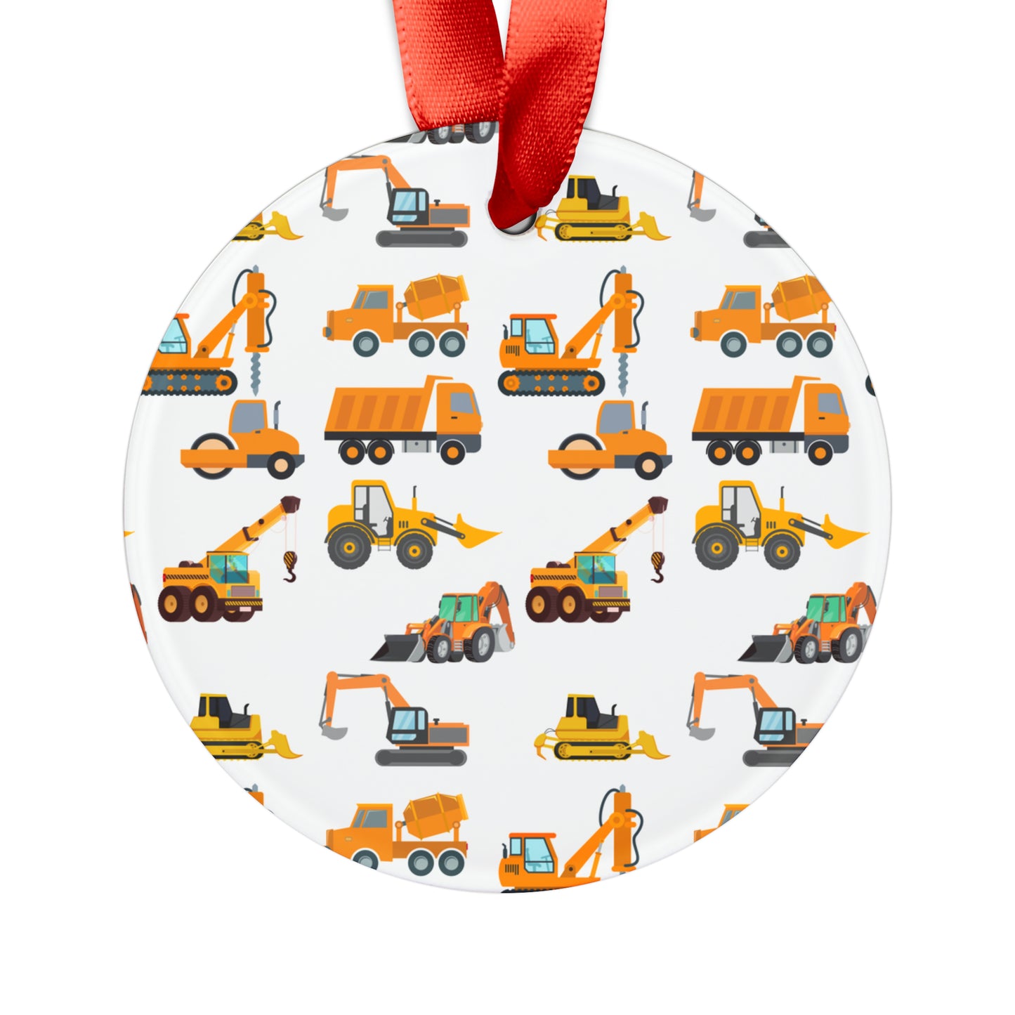 CONSTRUCTION VEHICLES Acrylic Ornament with Ribbon
