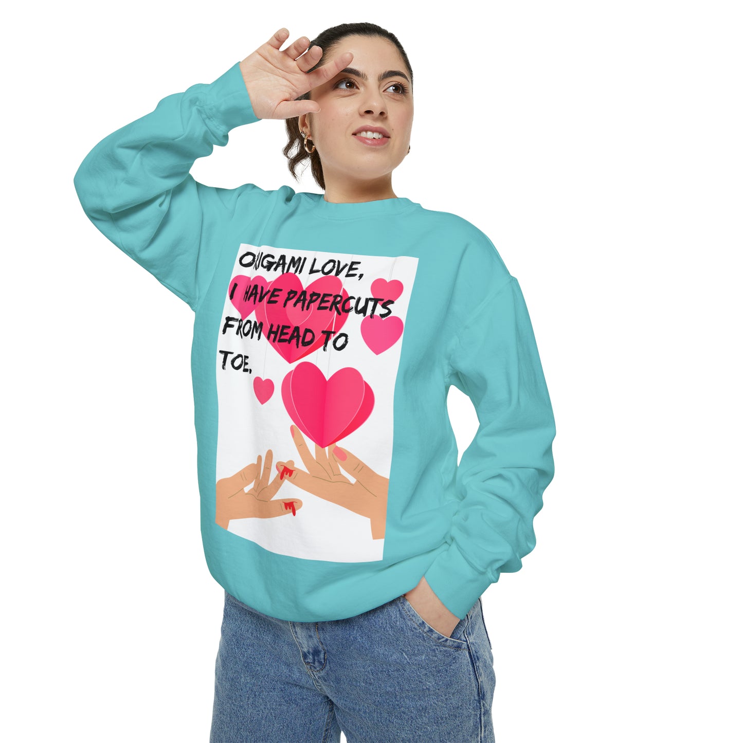 ORIGAME LOVE  Unisex Garment-Dyed Sweatshirt
