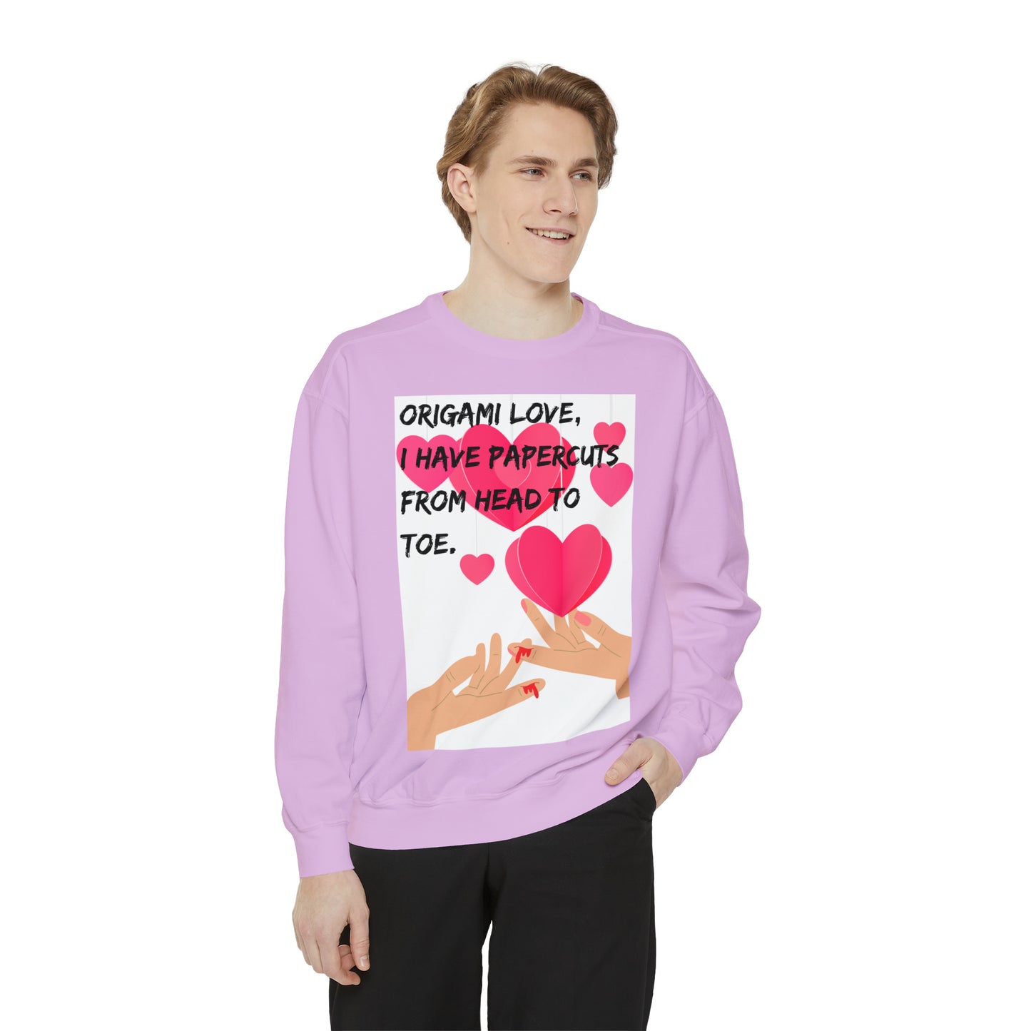 ORIGAME LOVE  Unisex Garment-Dyed Sweatshirt