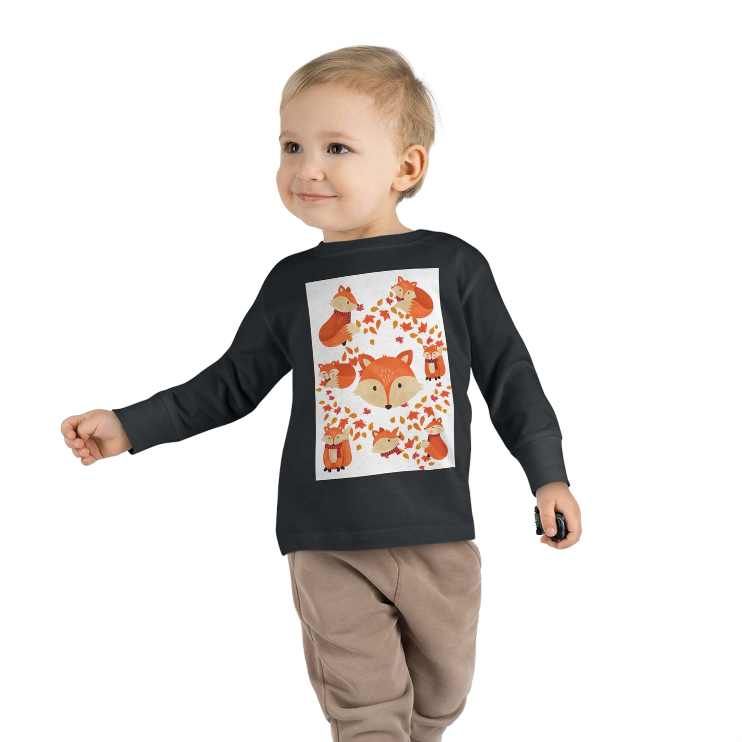 FOX AND LEAVES OF FALL Toddler Long Sleeve Tee