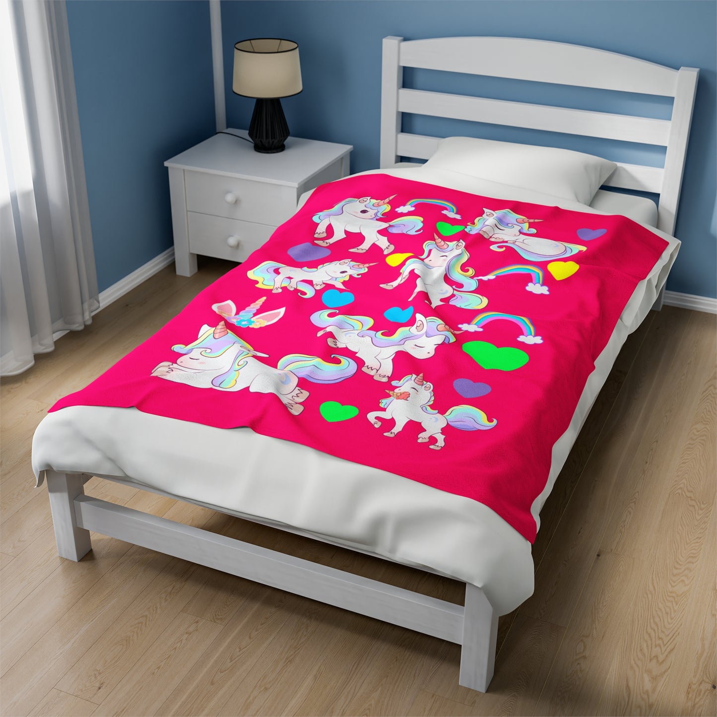 PINK UNICORN LOVE Velveteen Plush Blanket