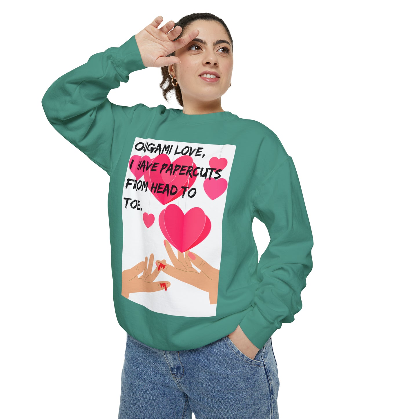 ORIGAME LOVE  Unisex Garment-Dyed Sweatshirt