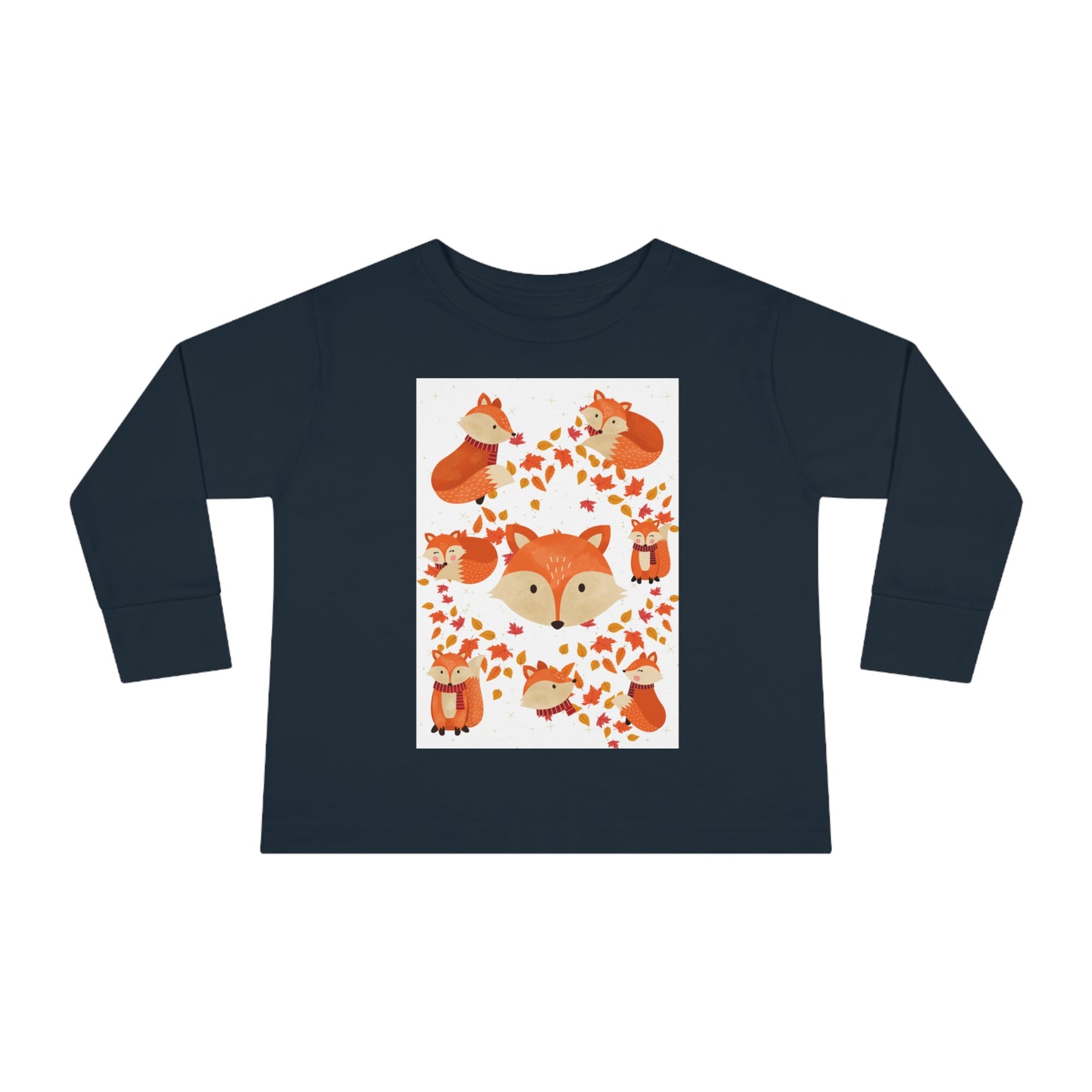 FOX AND LEAVES OF FALL Toddler Long Sleeve Tee