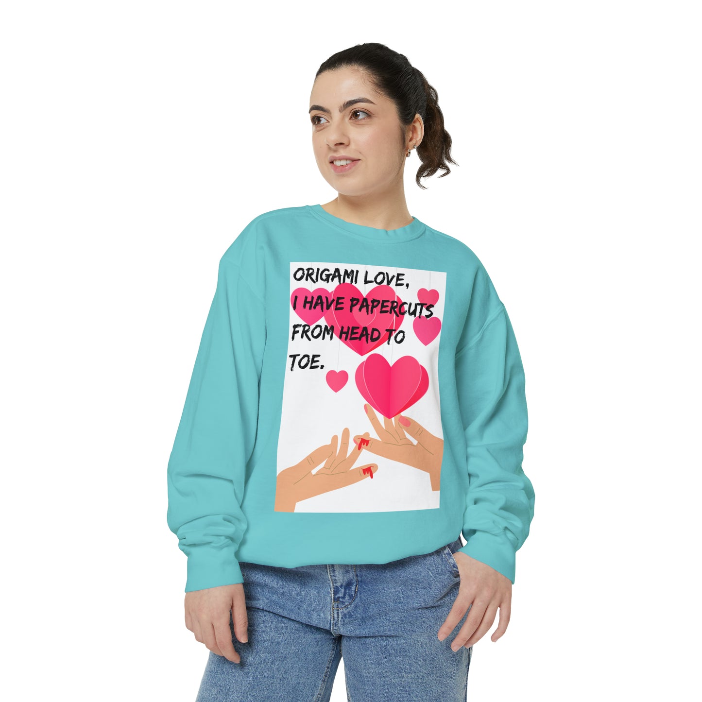 ORIGAME LOVE  Unisex Garment-Dyed Sweatshirt