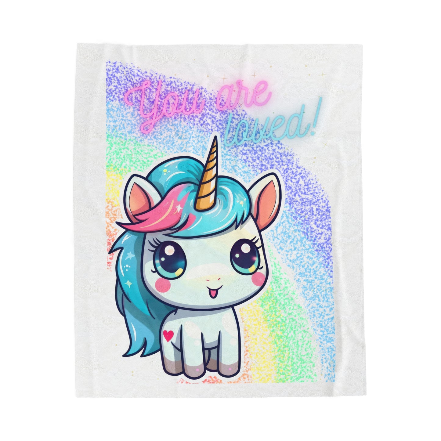 YOU ARE LOVED UNICORN LOVE Velveteen Plush Blanket