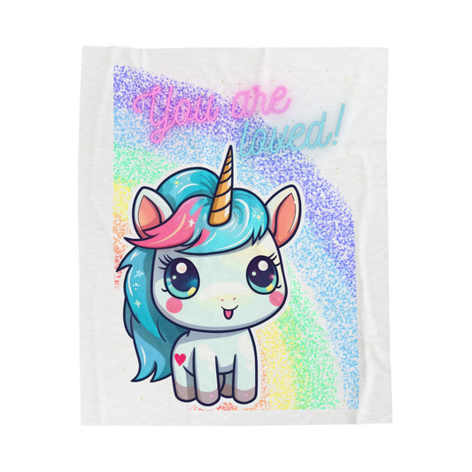 YOU ARE LOVED UNICORN LOVE Velveteen Plush Blanket