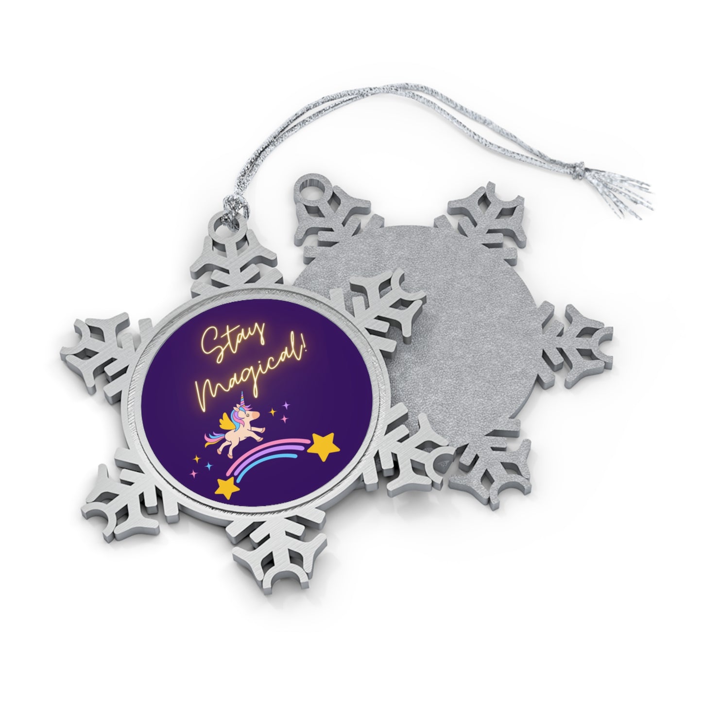 STAY MAGICAL UNICORN LOVE Pewter Snowflake Ornament