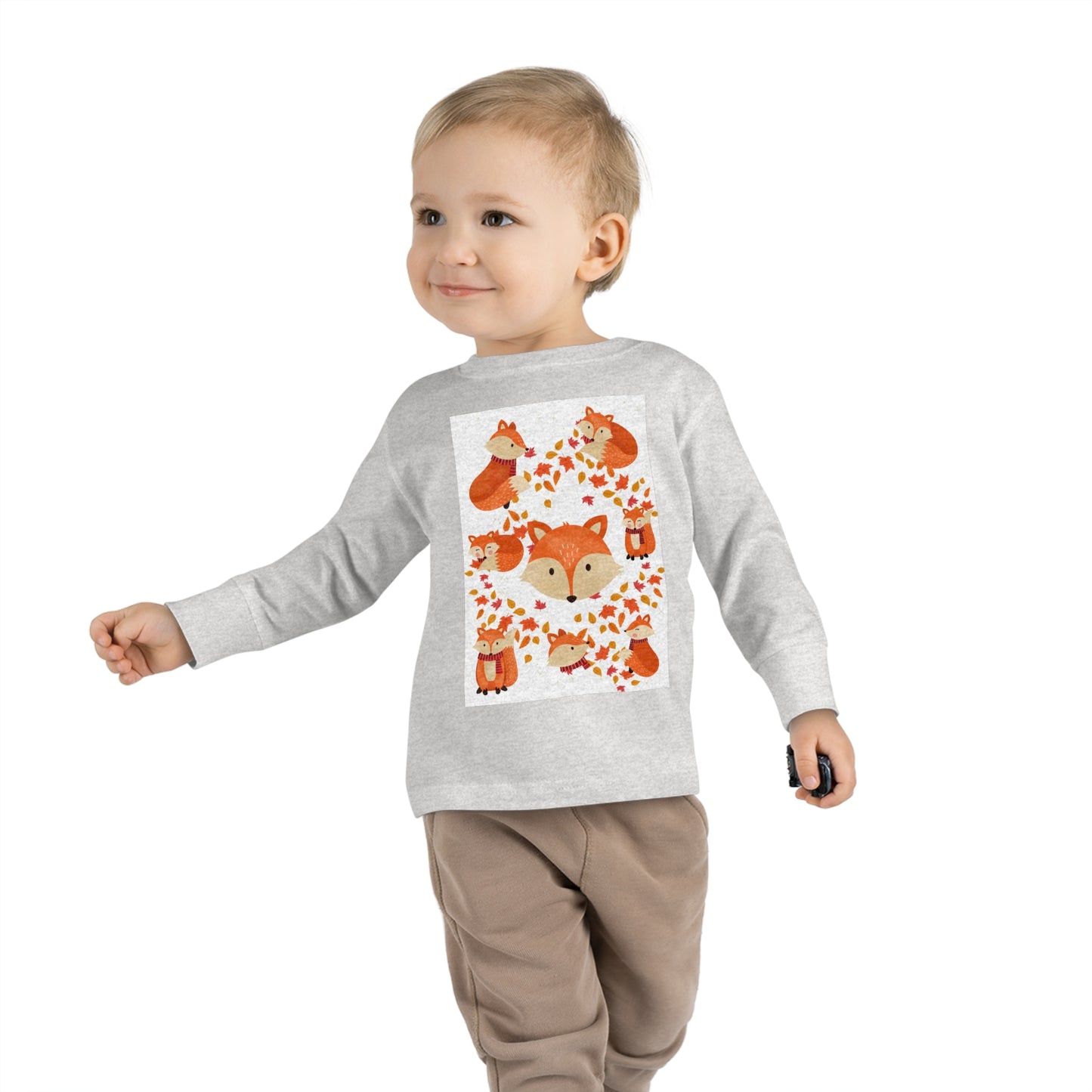 FOX AND LEAVES OF FALL Toddler Long Sleeve Tee