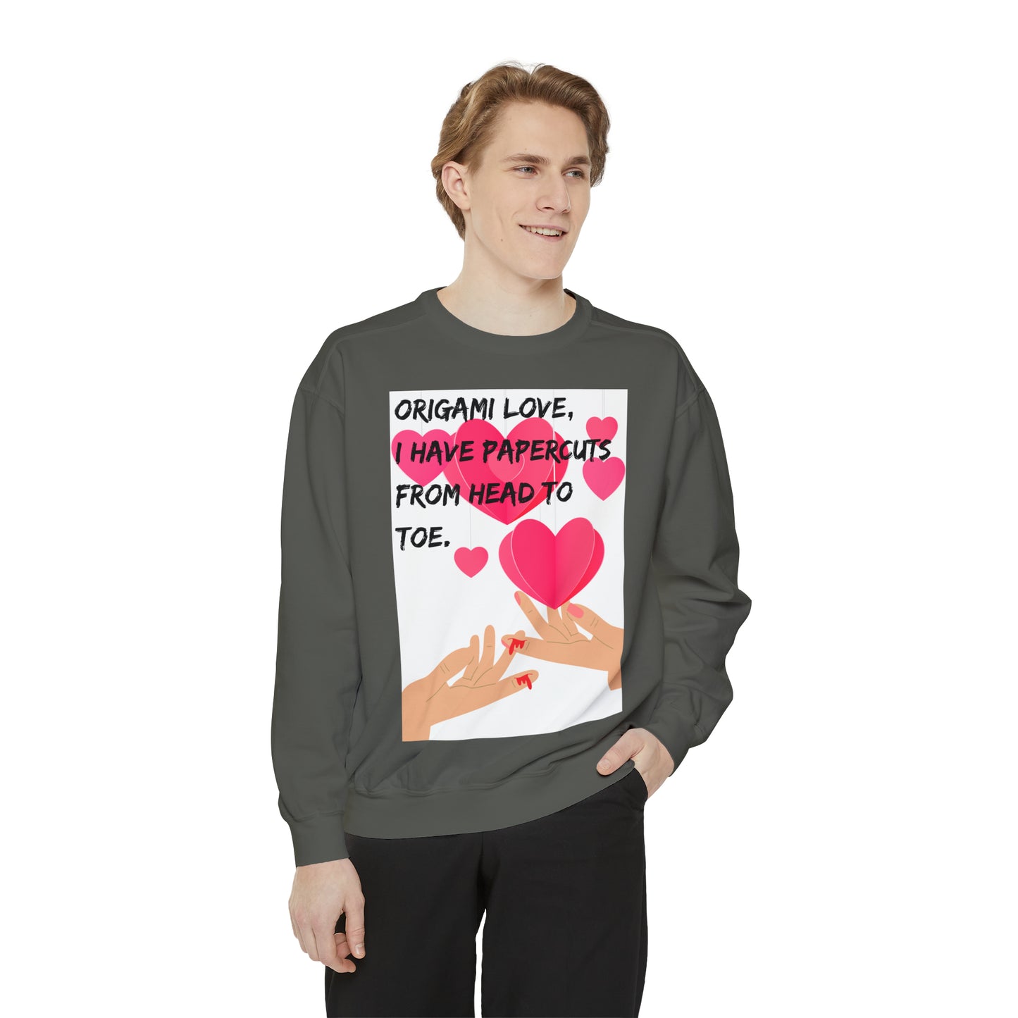 ORIGAME LOVE  Unisex Garment-Dyed Sweatshirt