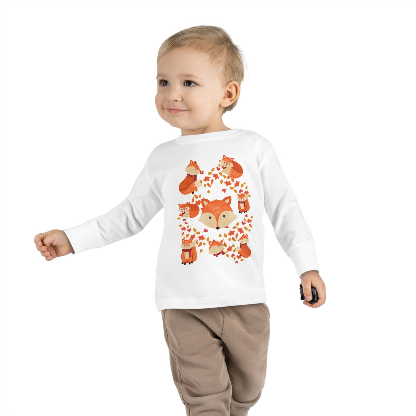 FOX AND LEAVES OF FALL Toddler Long Sleeve Tee
