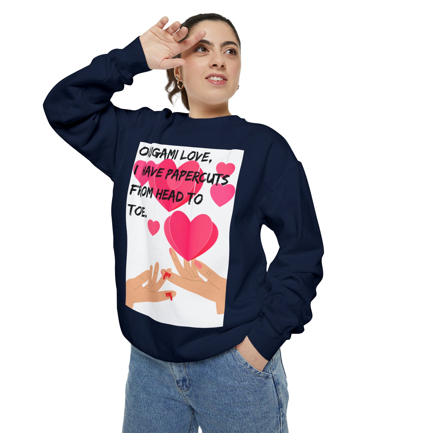 ORIGAME LOVE  Unisex Garment-Dyed Sweatshirt