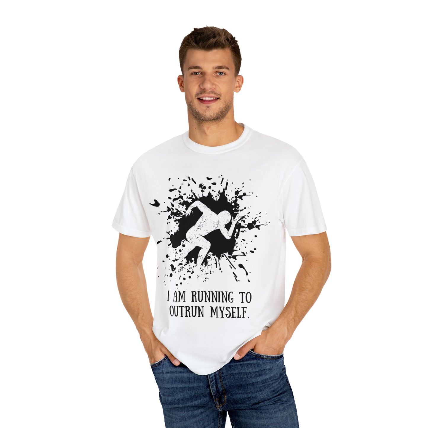 RELAPSE RUNNING TO OUTRUN MYSELF Unisex Garment-Dyed T-shirt