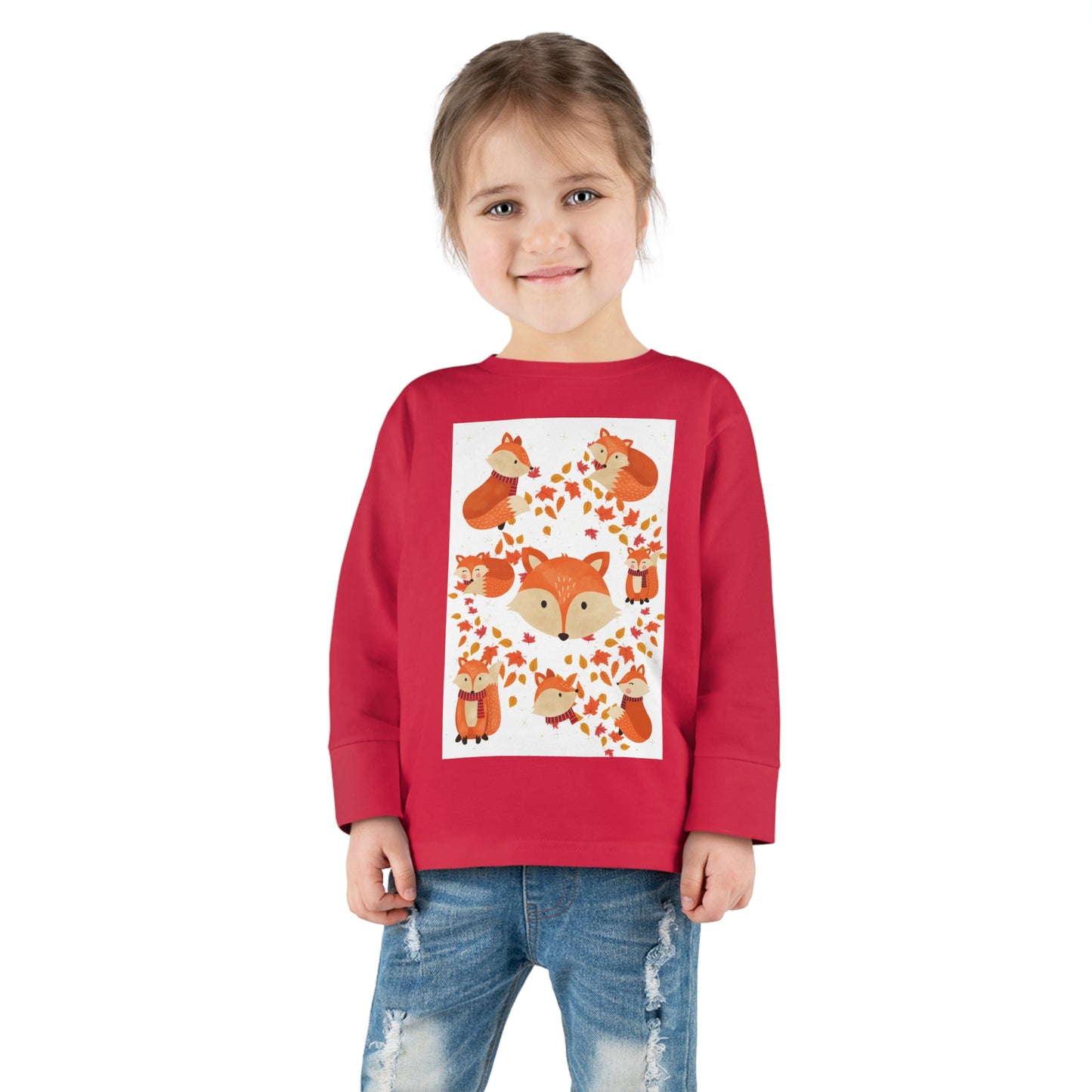 FOX AND LEAVES OF FALL Toddler Long Sleeve Tee
