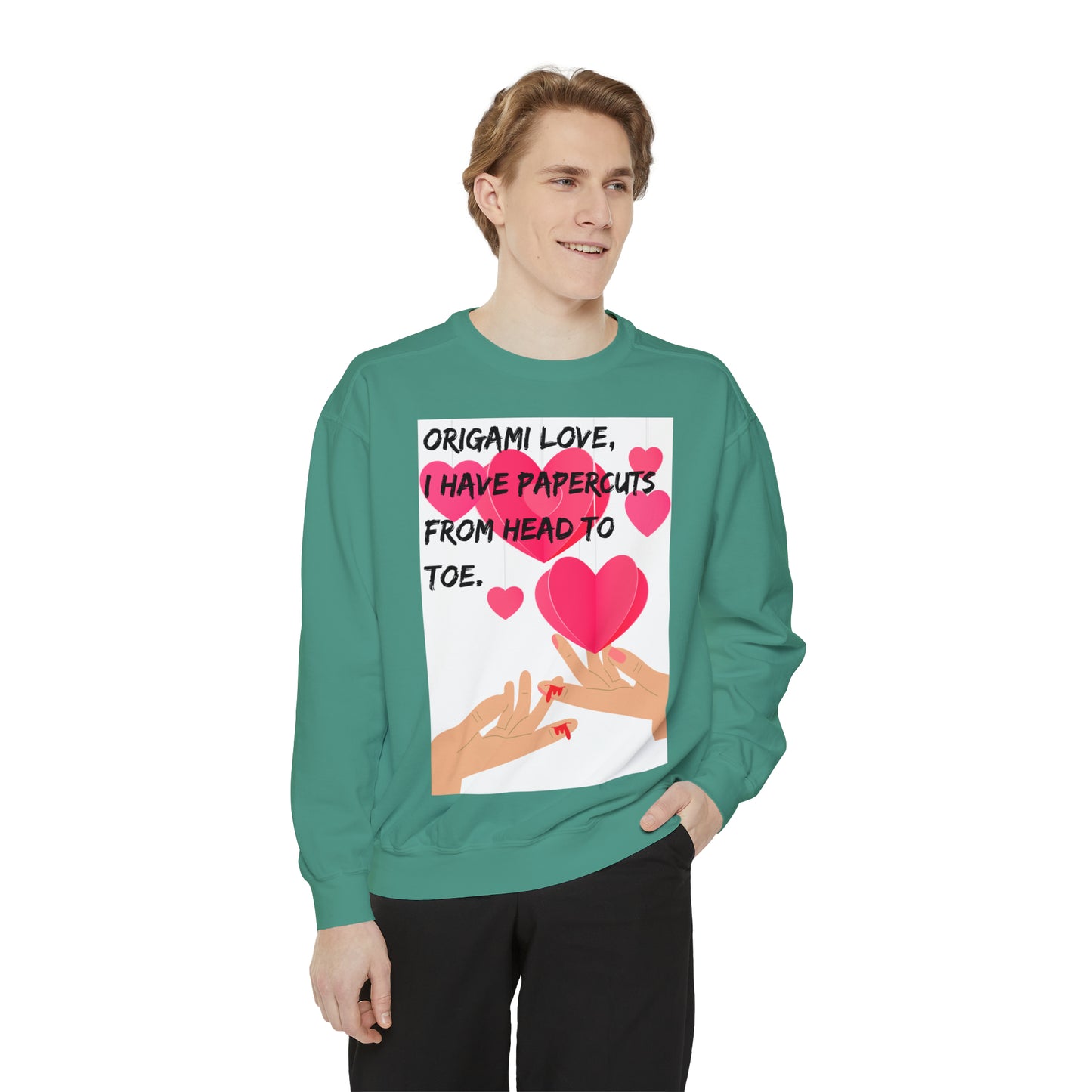 ORIGAME LOVE  Unisex Garment-Dyed Sweatshirt