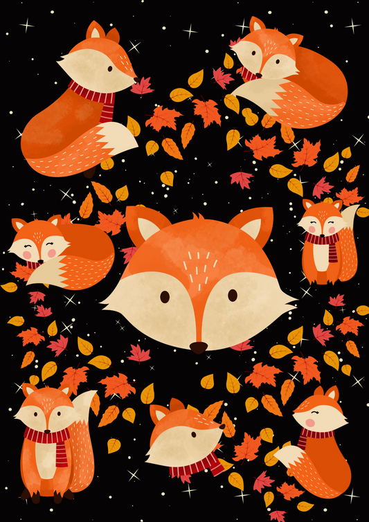 Seamless Fox Fabric For Kids Room, Curtains, Pillows, Clothes, Sheets, Crafting, Sewing, Pants, PJS (19 colors are included)