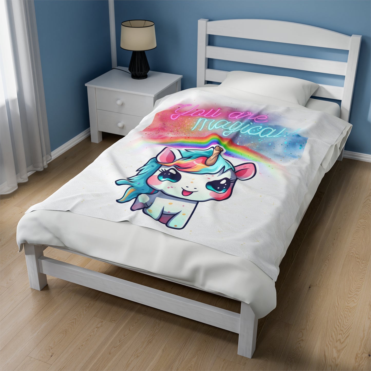 YOU ARE MAGICAL UNICORN LOVE Velveteen Plush Blanket