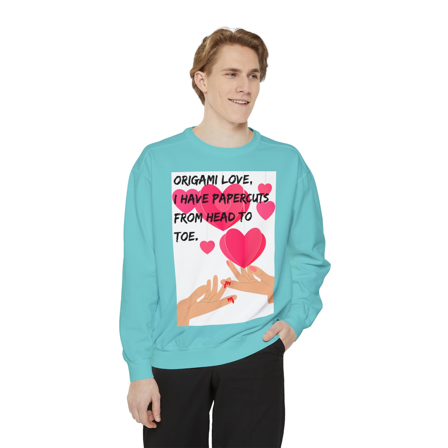 ORIGAME LOVE  Unisex Garment-Dyed Sweatshirt
