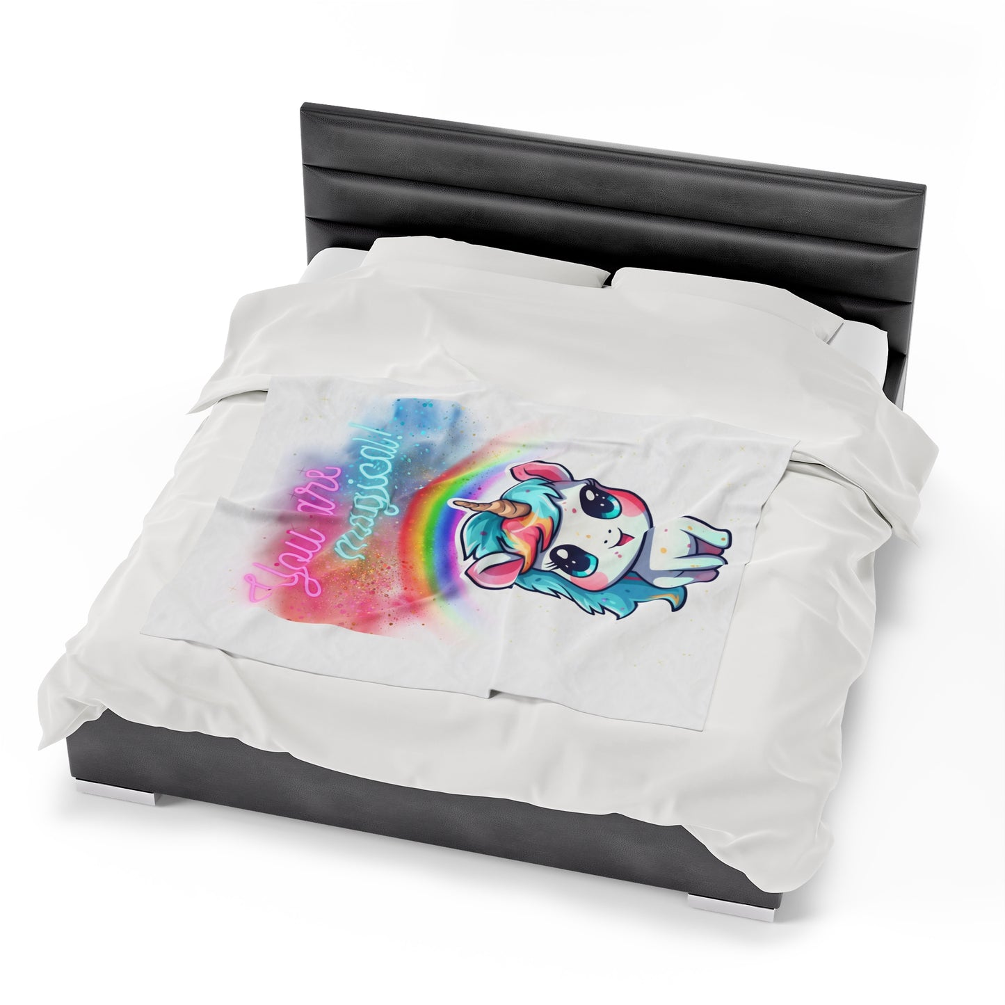 YOU ARE MAGICAL UNICORN LOVE Velveteen Plush Blanket