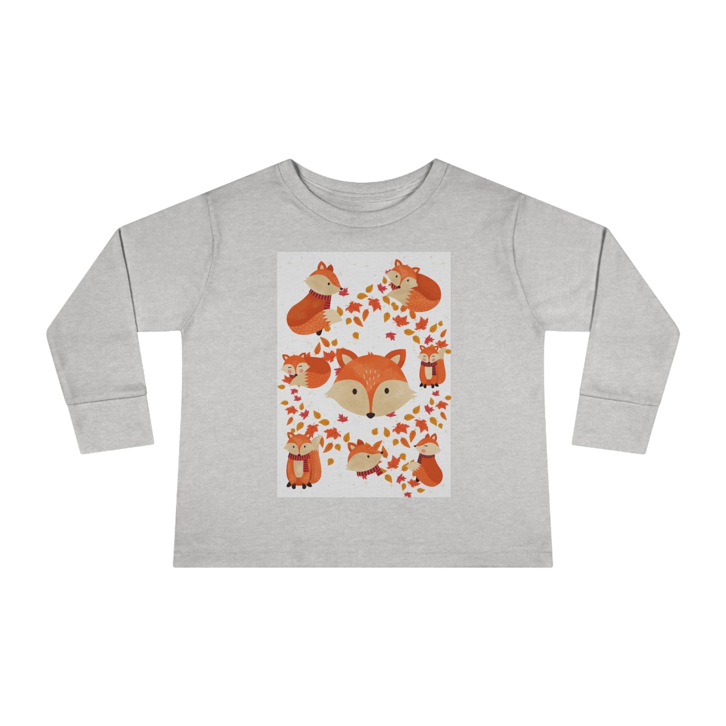 FOX AND LEAVES OF FALL Toddler Long Sleeve Tee